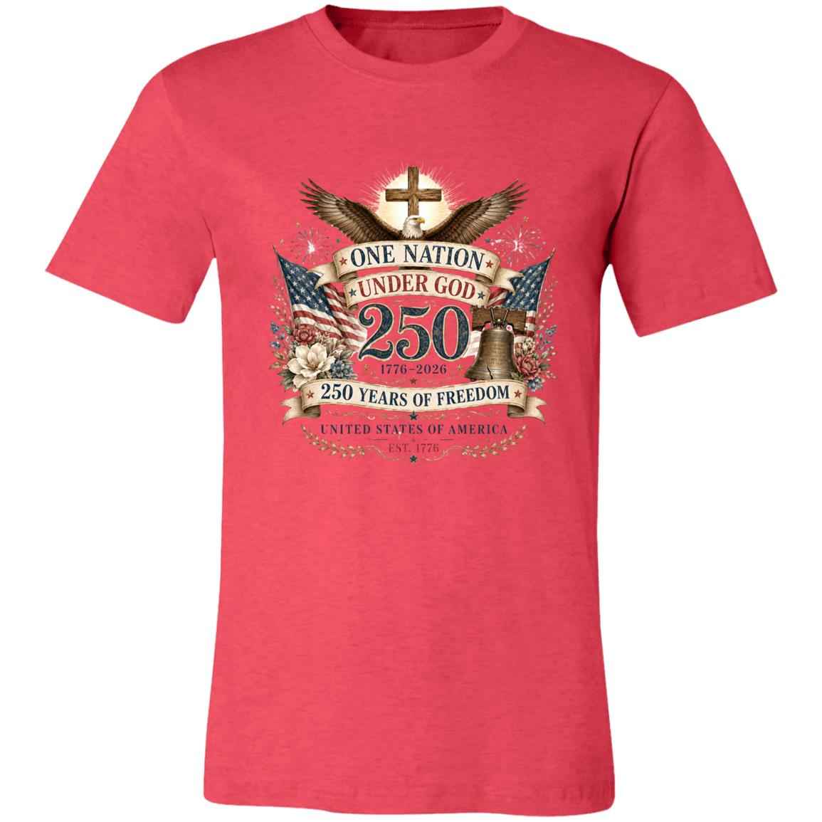 Ladies Vintage T-Shirt One Nation Under God Patriotic Freedom