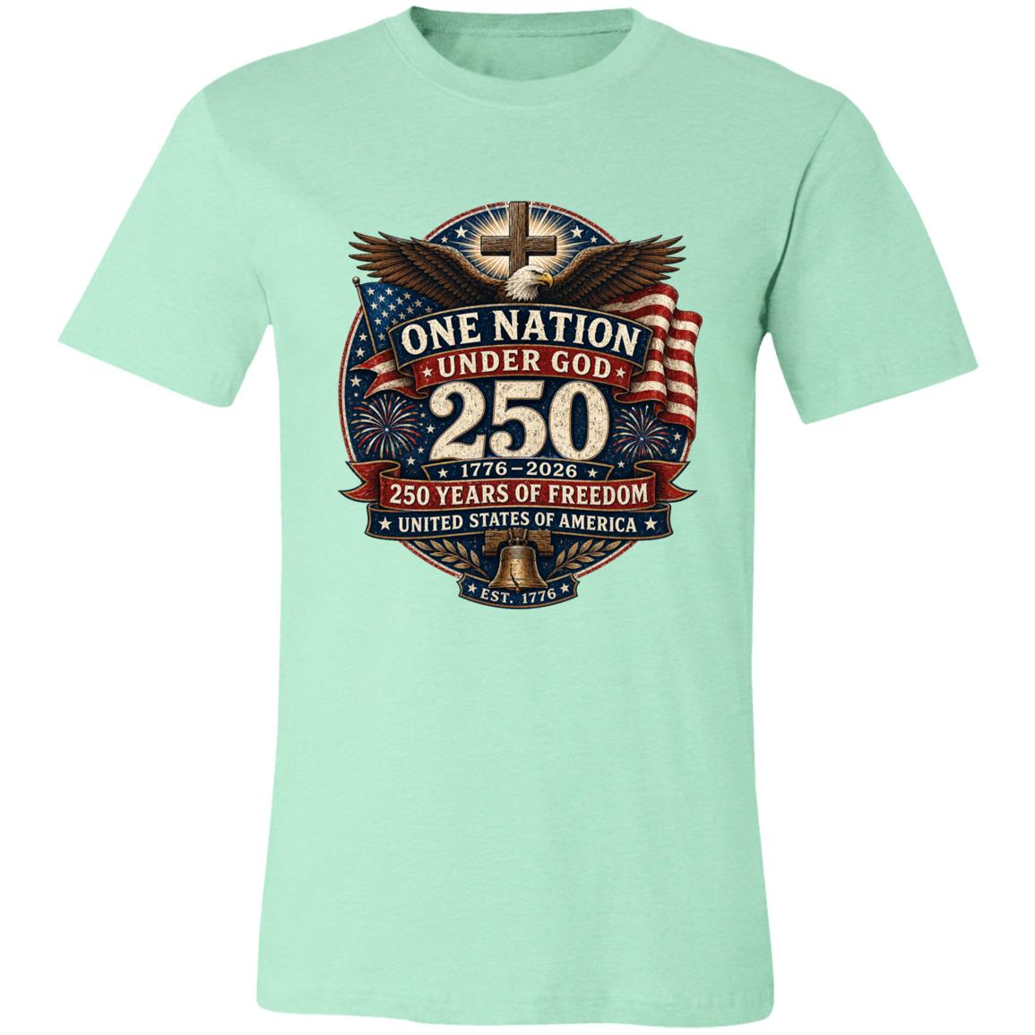 Vintage T-Shirt One Nation Under God Patriotic Freedom Cross