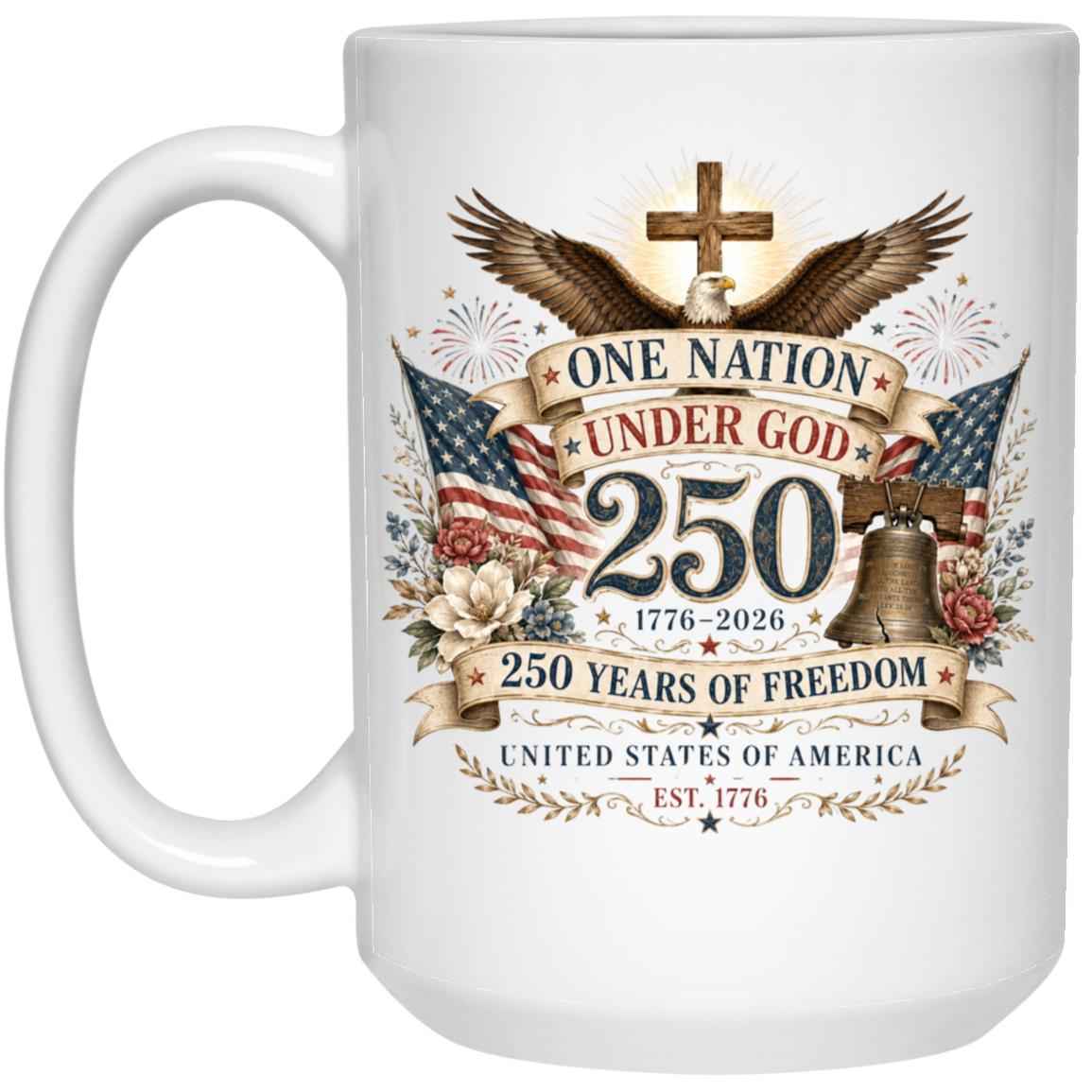 15oz White Mug Ladies One Nation Under God