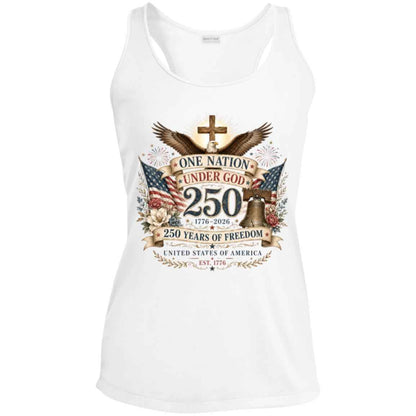 Ladies Performance Racerback Tank Top One Nation Under God