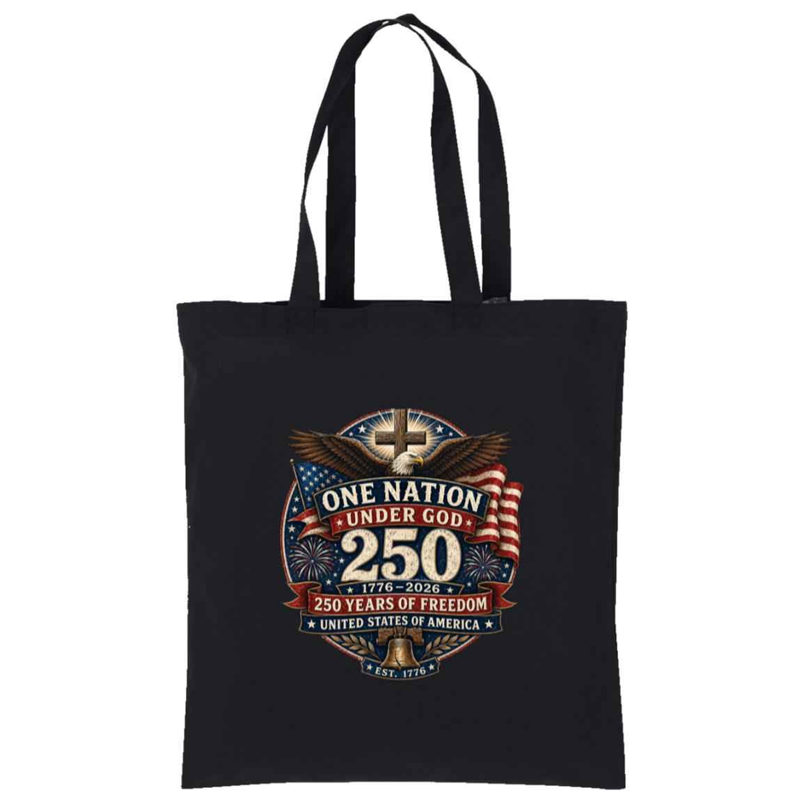 Cotton Tote One Nation Under God — 250 Years - Cross