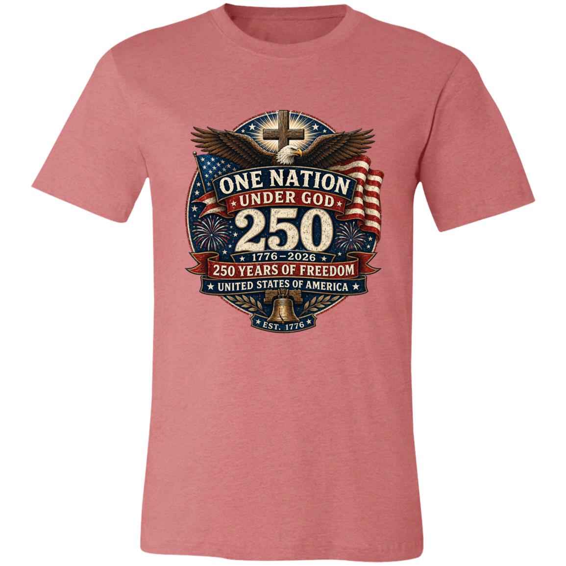 Vintage T-Shirt One Nation Under God Patriotic Freedom Cross