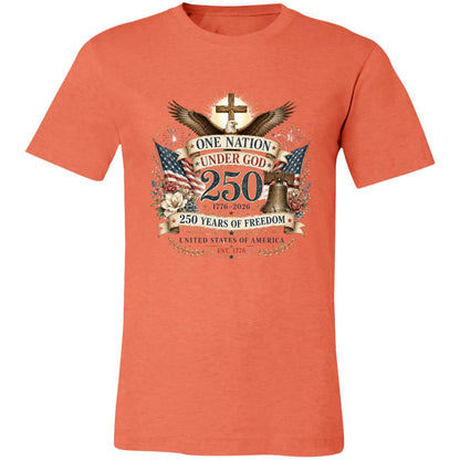 Ladies Vintage T-Shirt One Nation Under God Patriotic Freedom