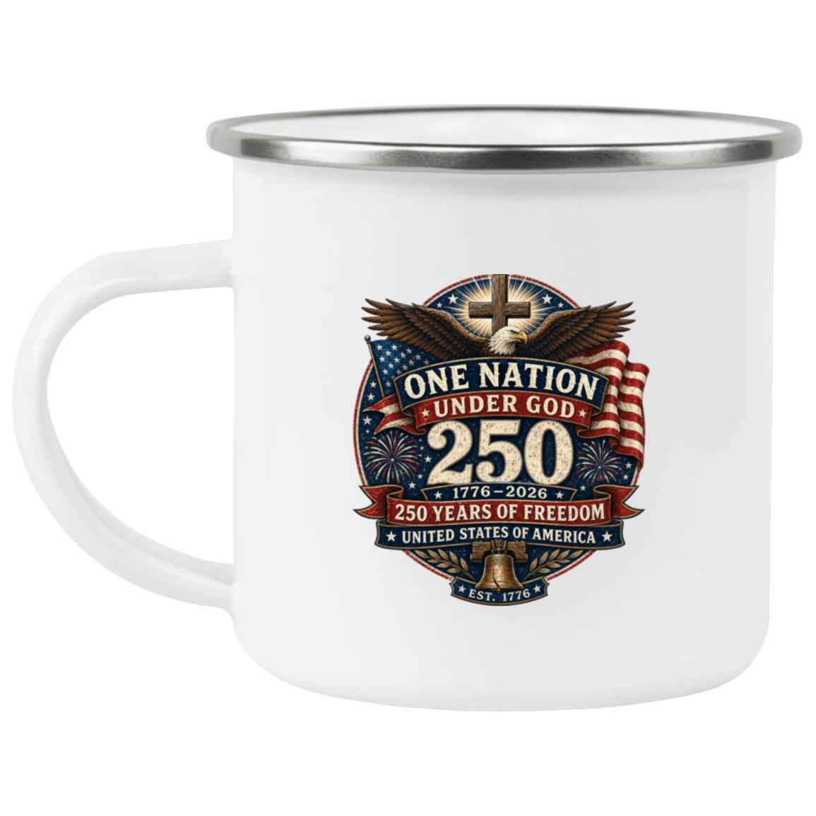 Enamel Camping Mug One Nation Under God — 250 Years of Freedom