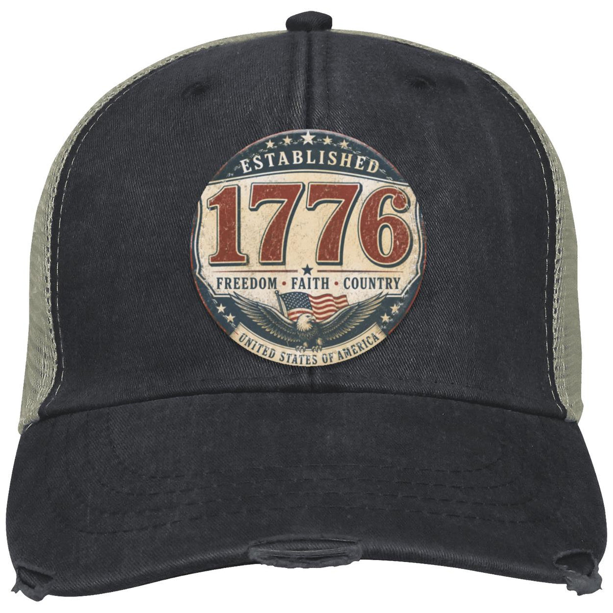 1776 Freedom Heritage Patriotic Fourth Of July Distressed Ollie Cap