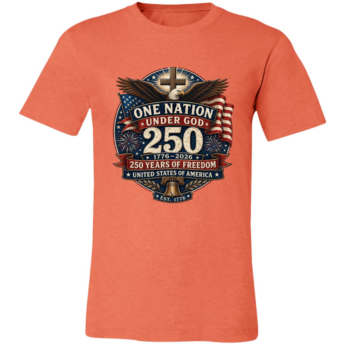 Vintage T-Shirt One Nation Under God Patriotic Freedom Cross