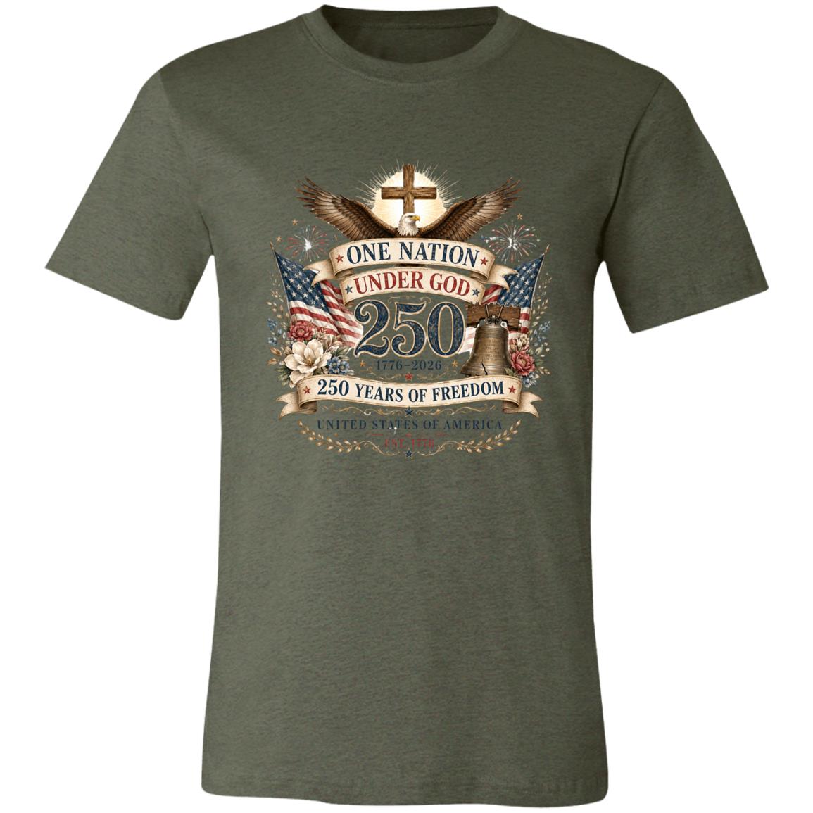 Ladies Vintage T-Shirt One Nation Under God Patriotic Freedom
