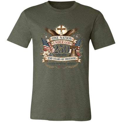 Ladies Vintage T-Shirt One Nation Under God Patriotic Freedom