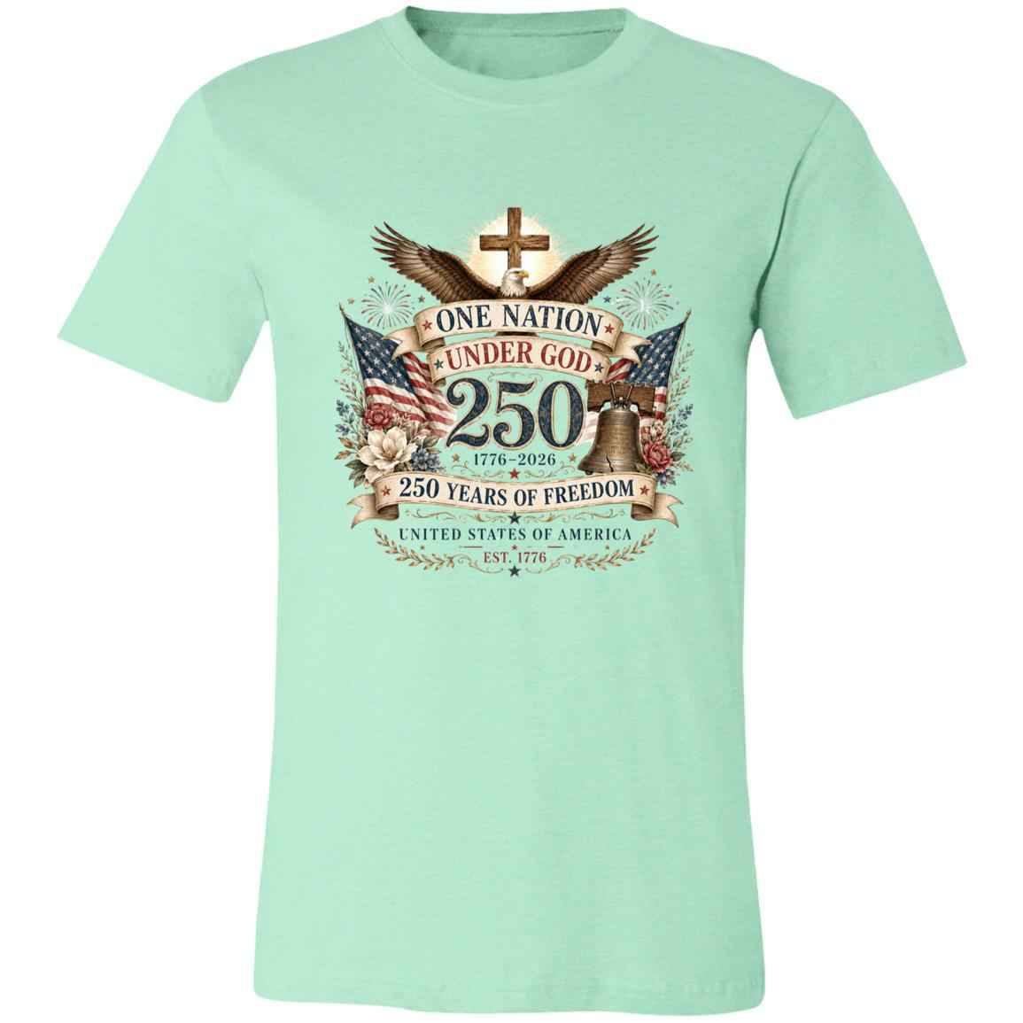 Ladies Vintage T-Shirt One Nation Under God Patriotic Freedom