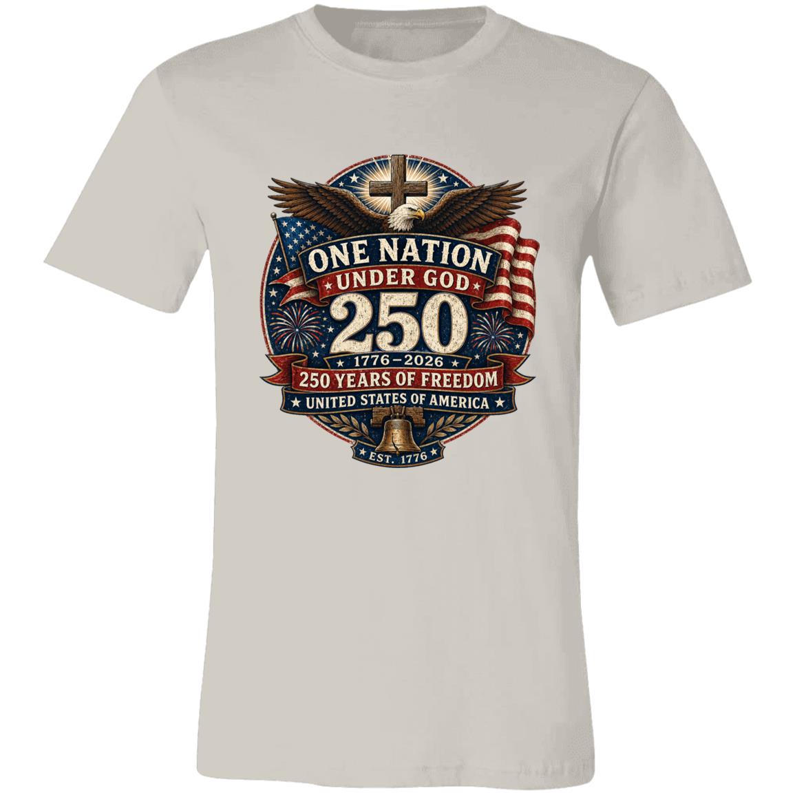 Vintage T-Shirt One Nation Under God Patriotic Freedom Cross