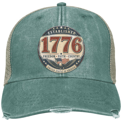 1776 Freedom Heritage Patriotic Fourth Of July Distressed Ollie Cap