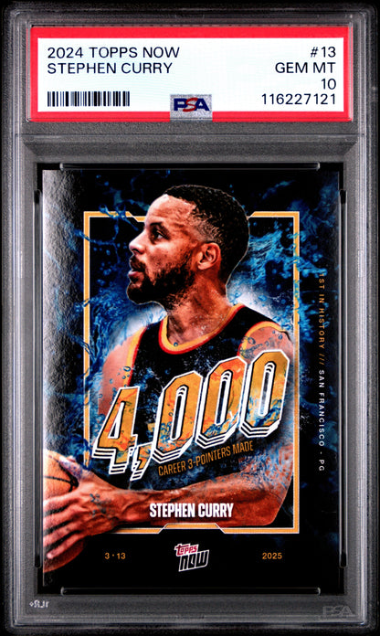 Graded 2024 Topps Now Steph Curry #13 Basketball Card PSA 10 Gem Mint