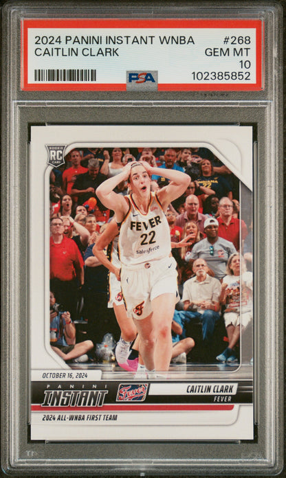 Graded 2024 Panini Instant WNBA Caitlin Clark #268 Rookie RC Basketball Card PSA 10 Gem Mint