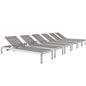 Shore Outdoor Patio Aluminum Chaise Set of 6 by Modway