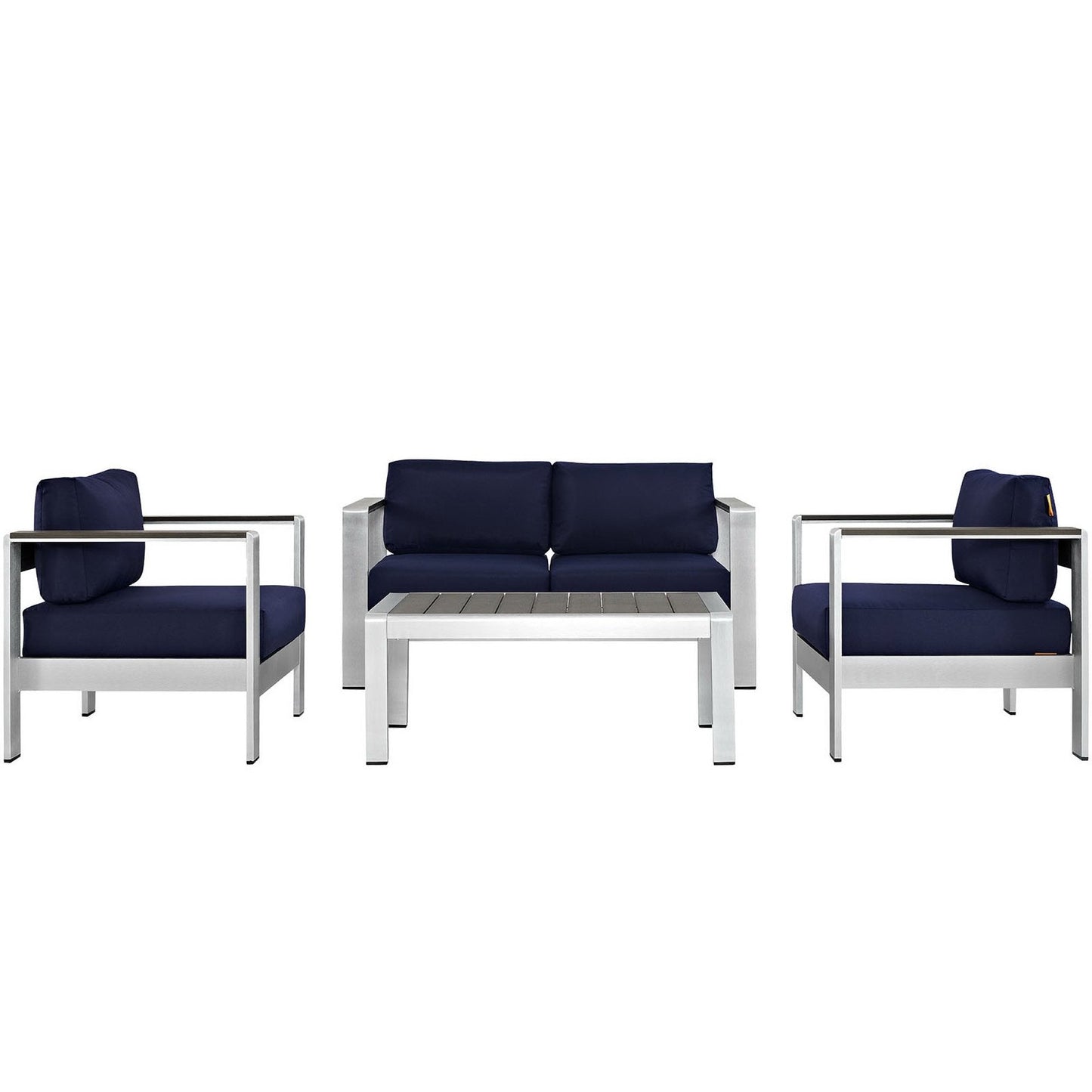 Shore 4 Piece Outdoor Patio Aluminum Sectional Sofa Set by Modway