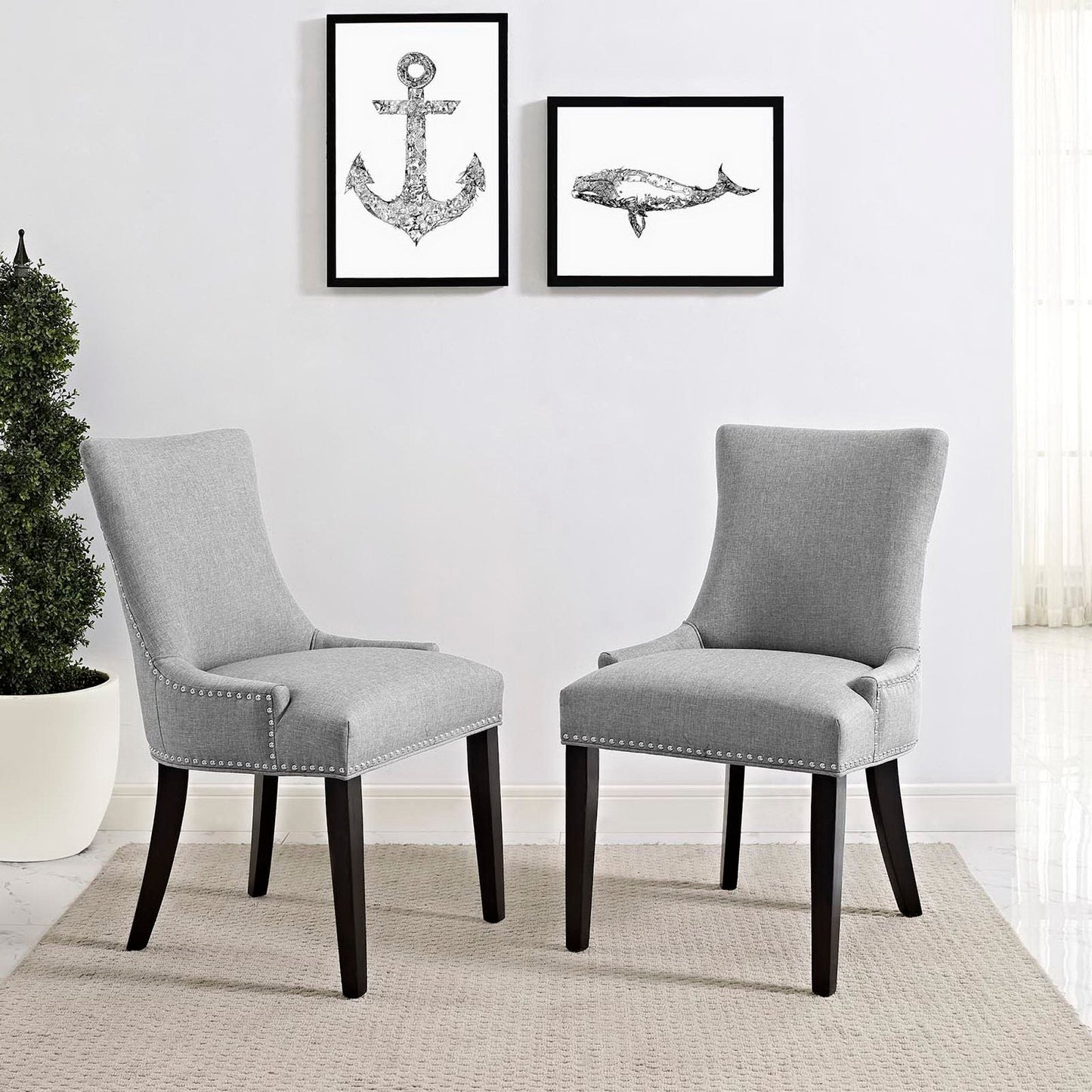 Marquis Fabric Dining Side Chair Set of 2 by Modway