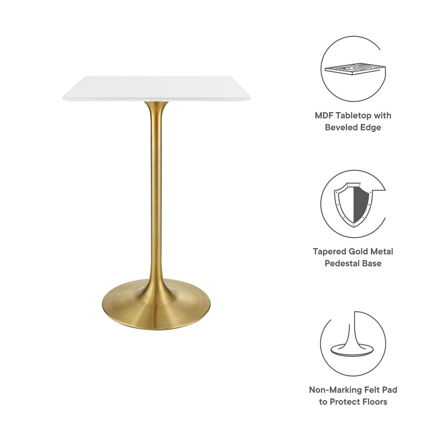 Lippa 28" Square Wood Bar Table by Modway