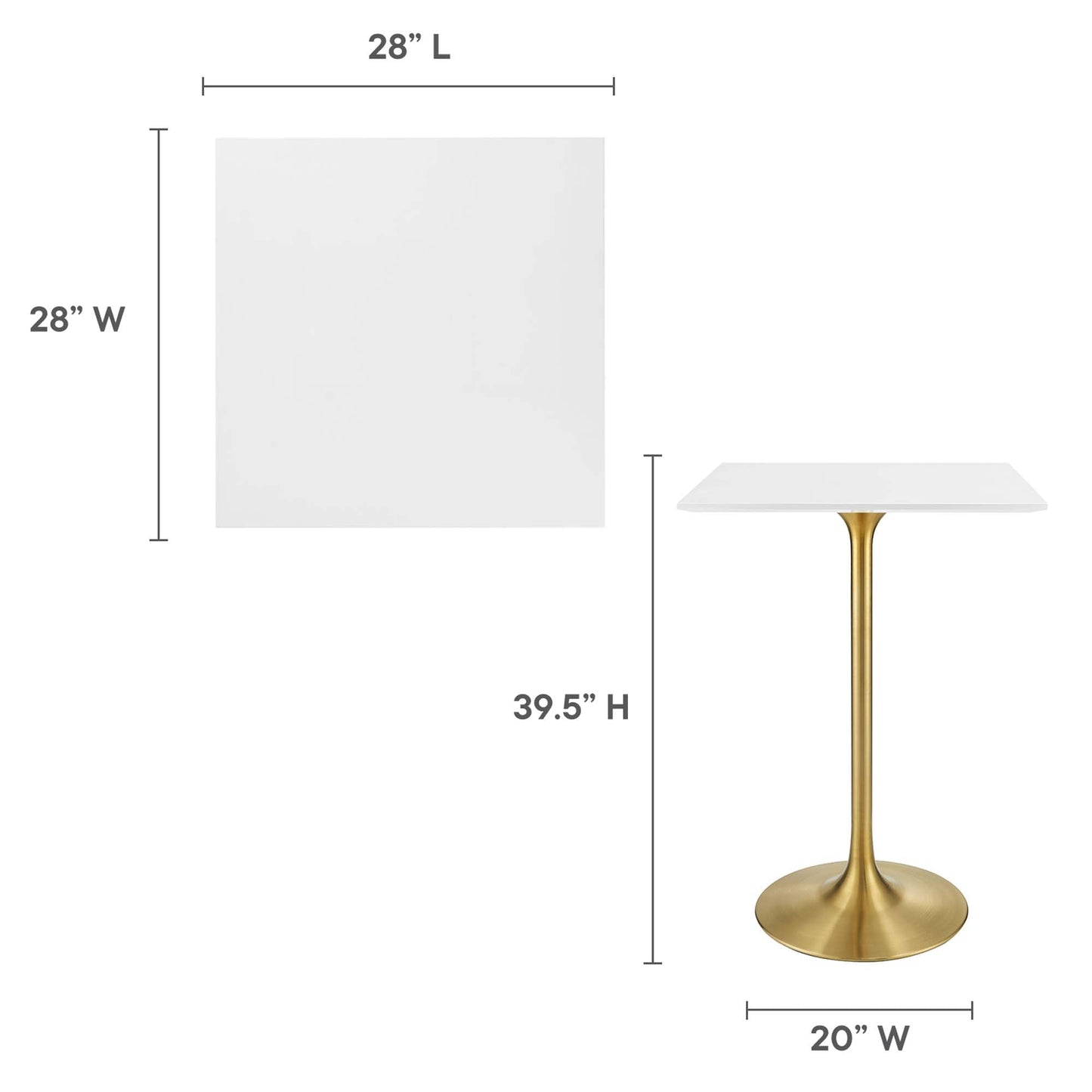 Lippa 28" Square Wood Bar Table by Modway