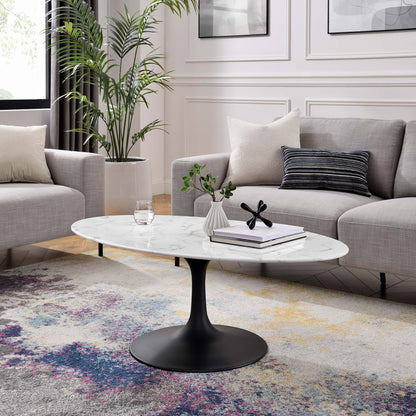 Lippa 48" Oval Faux Marble Coffee Table by Modway