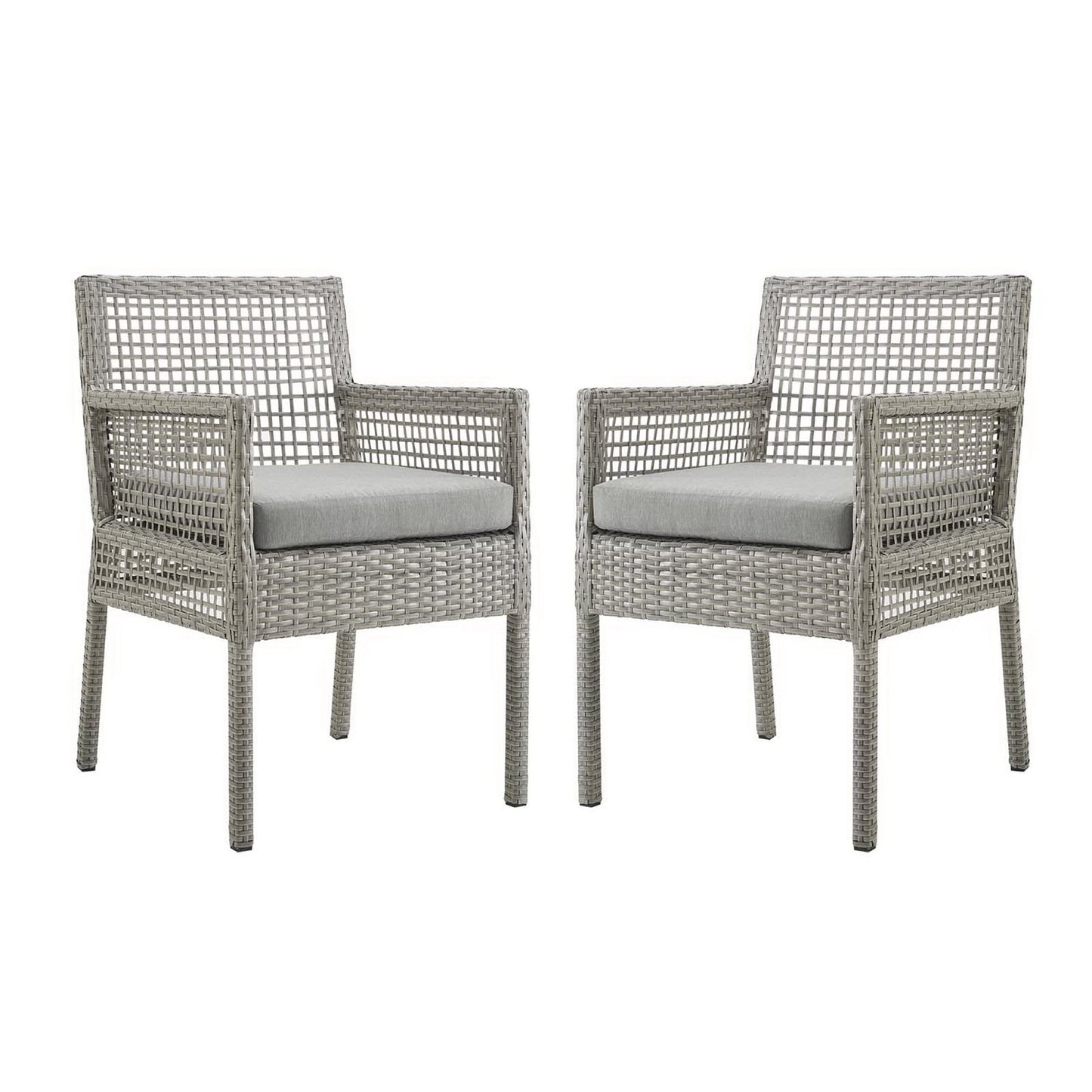 Aura Outdoor Patio Wicker Rattan Dining Armchair Set of 2