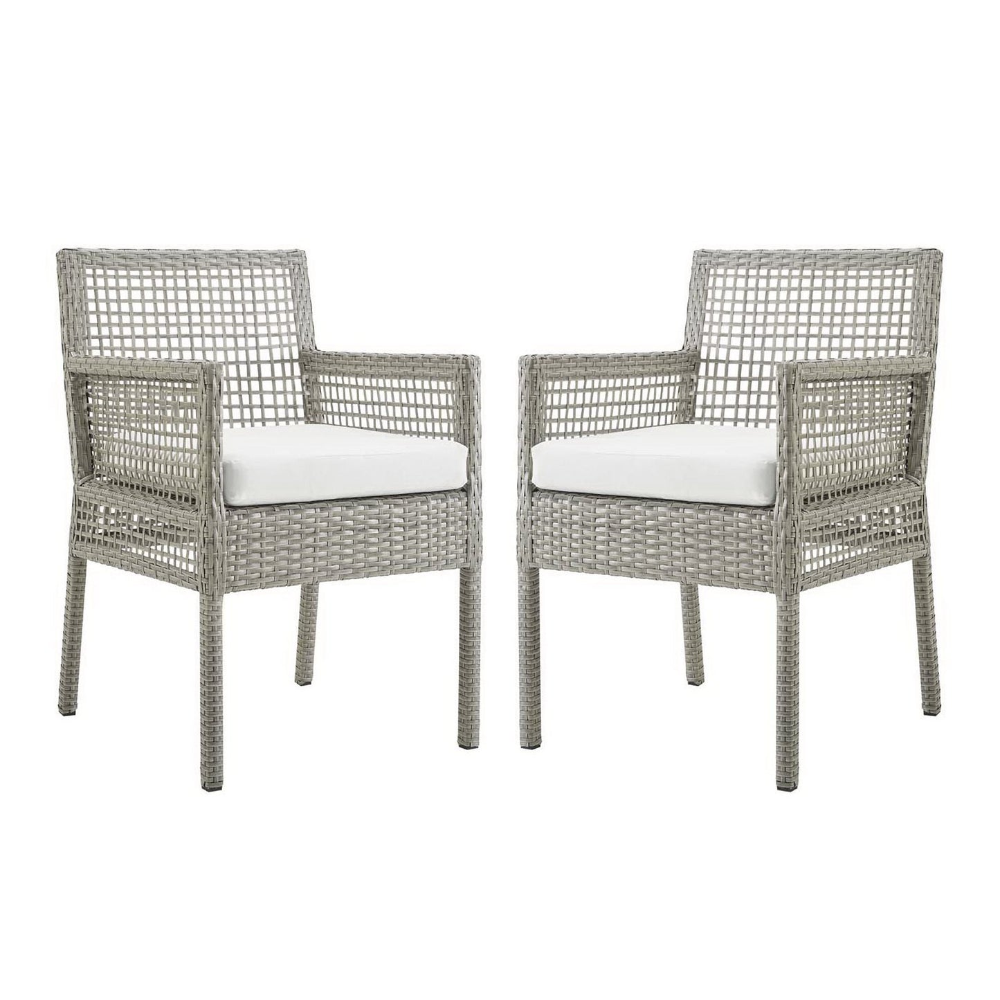 Aura Outdoor Patio Wicker Rattan Dining Armchair Set of 2