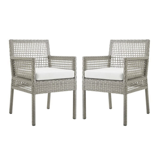 Aura Outdoor Patio Wicker Rattan Dining Armchair Set of 2