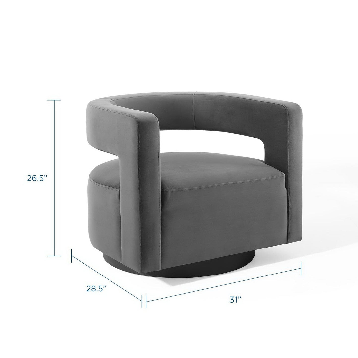 Spin Cutaway Performance Velvet Swivel Armchair by Modway