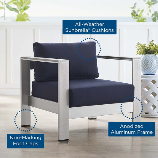 Shore Sunbrella Fabric Aluminum Outdoor Patio Armchair by Modway