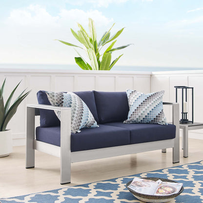 Shore Sunbrella Fabric Aluminum Outdoor Patio Loveseat by Modway