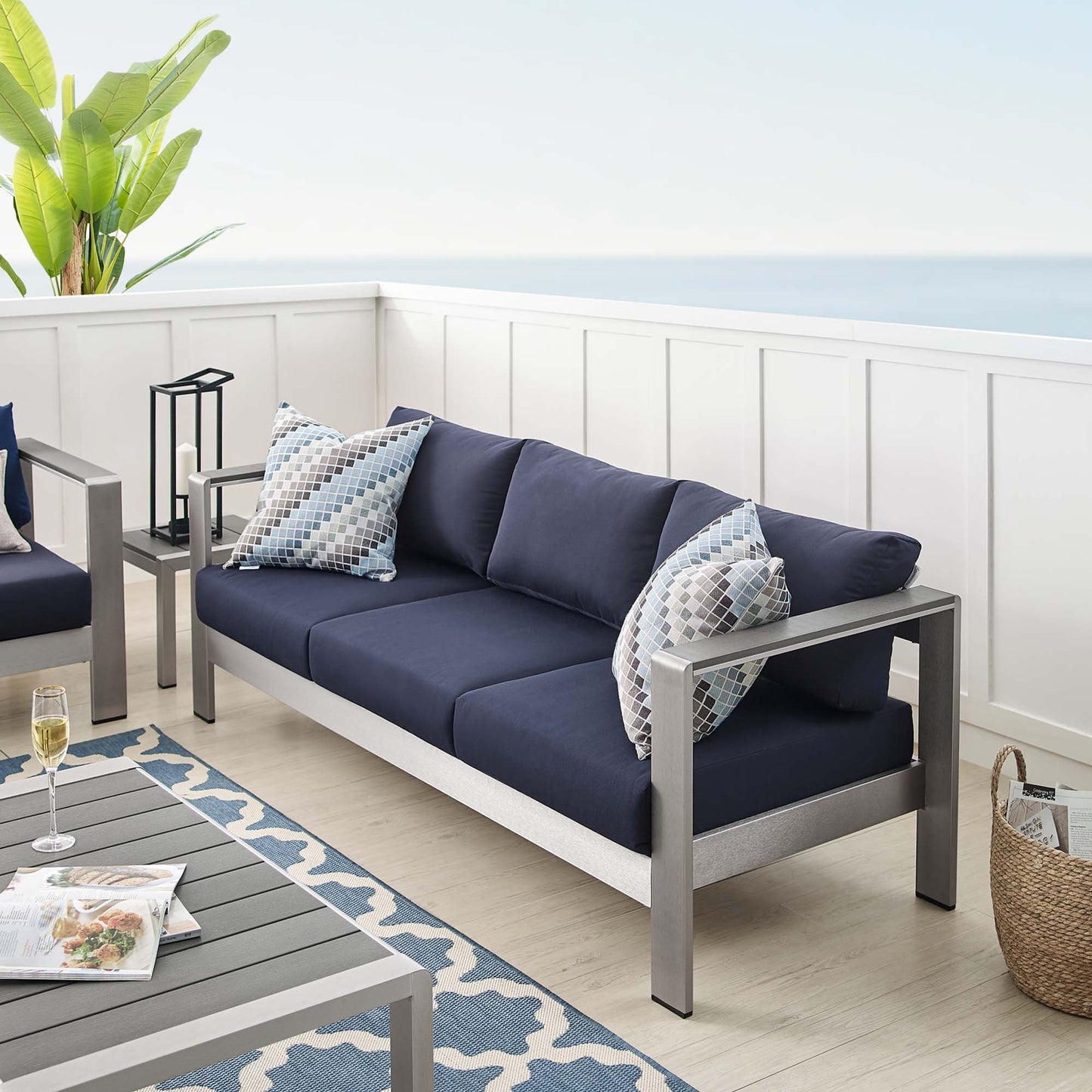 Shore Sunbrella Fabric Aluminum Outdoor Patio Sofa by Modway
