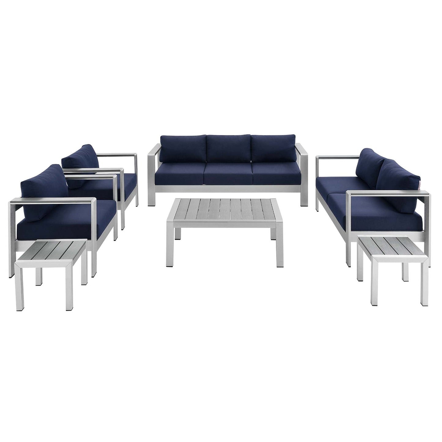 Shore 7 Piece Sunbrella Fabric Outdoor Patio Aluminum Set by Modway