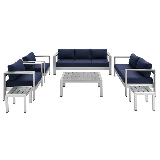 Shore 7 Piece Sunbrella Fabric Outdoor Patio Aluminum Set by Modway
