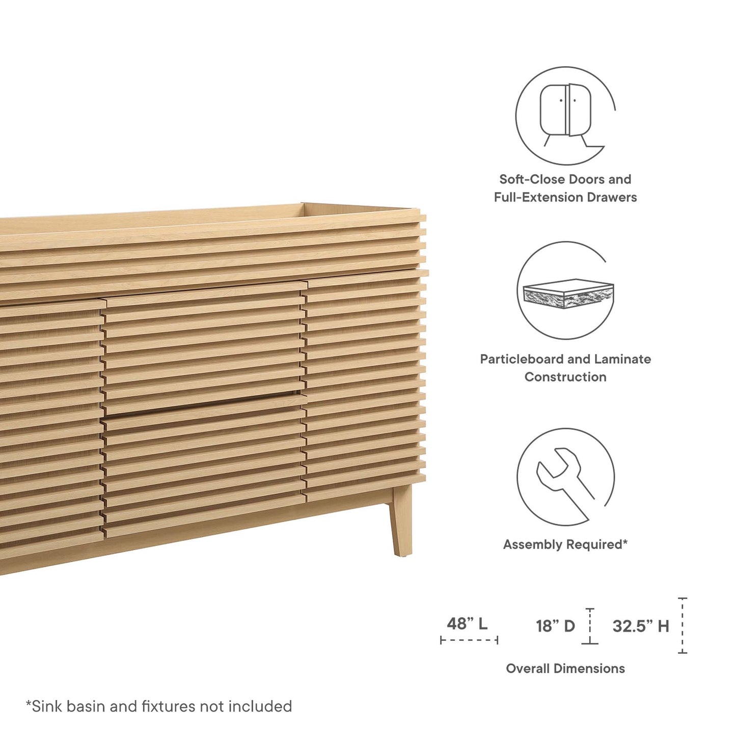 Render 48" Single Sink Bathroom Vanity Cabinet by Modway