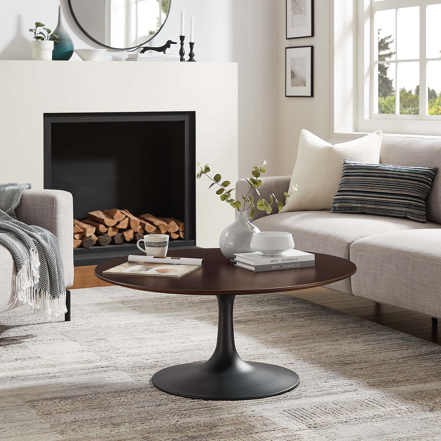 Lippa 36" Round Wood Coffee Table by Modway