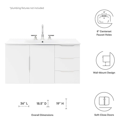 Vitality 36" Bathroom Vanity Cabinet (Sink Basin Not Included) by Modway