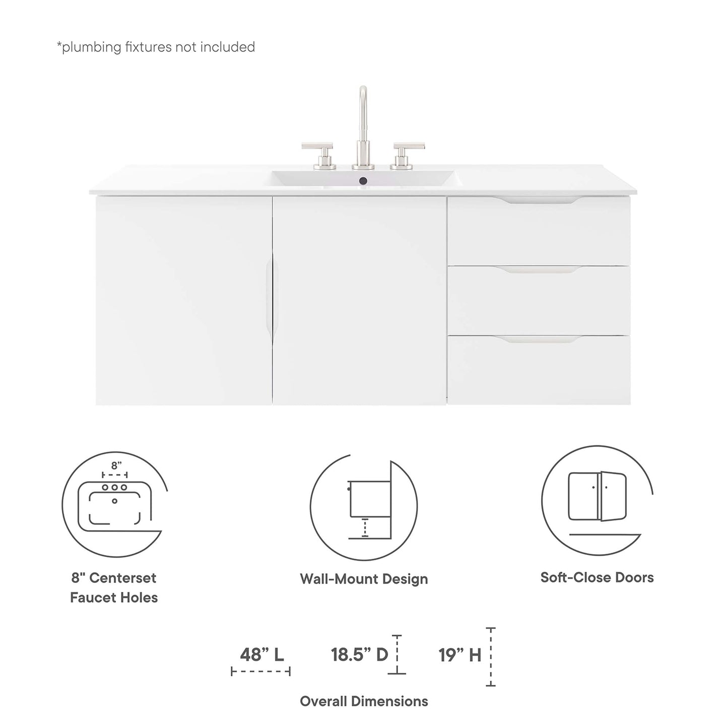 Vitality 48" Double or Single Sink Compatible Bathroom Vanity Cabinet by Modway
