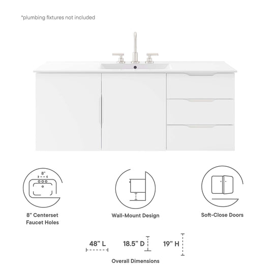 Vitality 48" Double or Single Sink Compatible Bathroom Vanity Cabinet by Modway