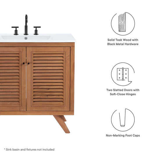 Birdie 36" Teak Wood Bathroom Vanity Cabinet