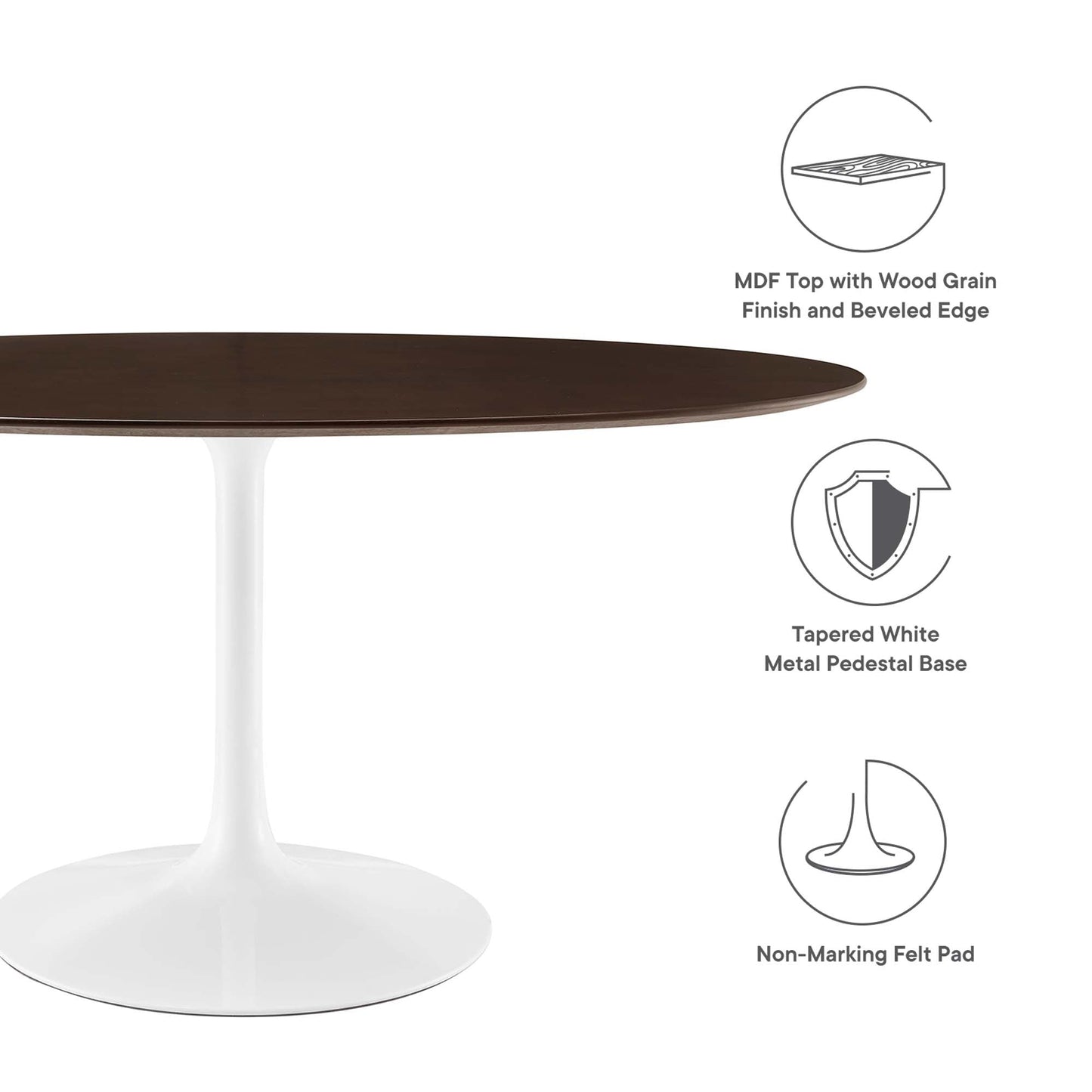 Lippa 60" Oval Cherry Walnut Wood Dining Table by Modway
