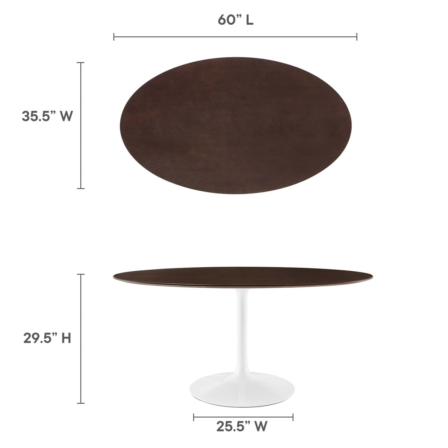 Lippa 60" Oval Cherry Walnut Wood Dining Table by Modway