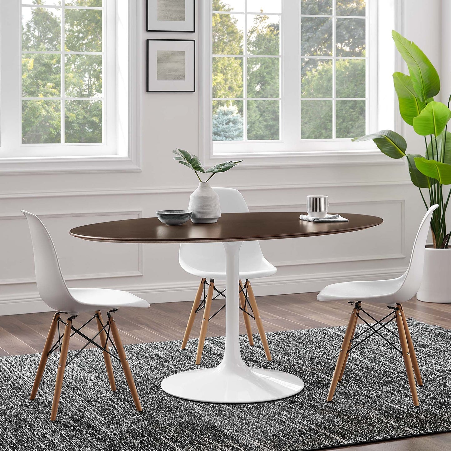Lippa 60" Oval Cherry Walnut Wood Dining Table by Modway