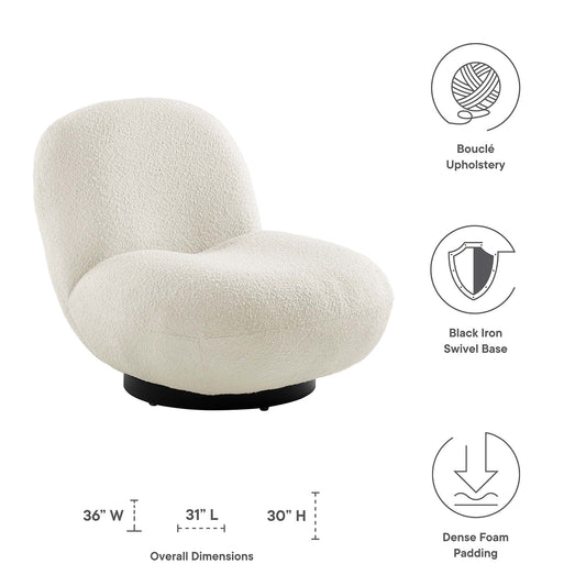 Kindred Boucle Upholstered Fabric Swivel Chair by Modway