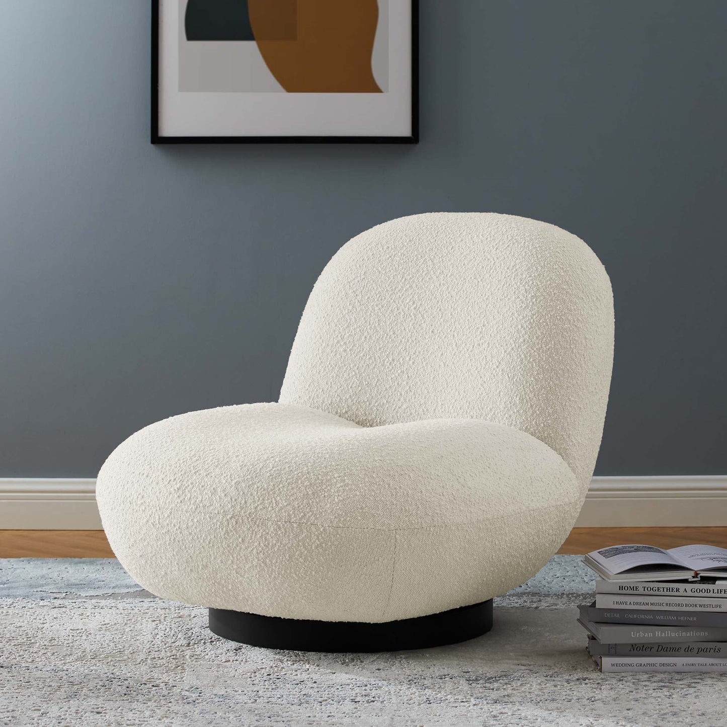 Kindred Boucle Upholstered Fabric Swivel Chair by Modway