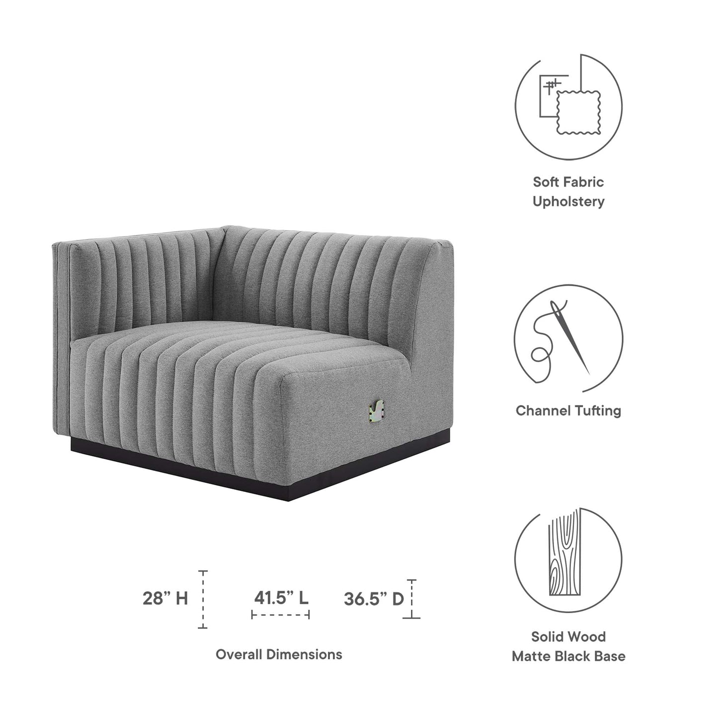 Conjure Channel Tufted Upholstered Fabric Left-Arm Chair by Modway