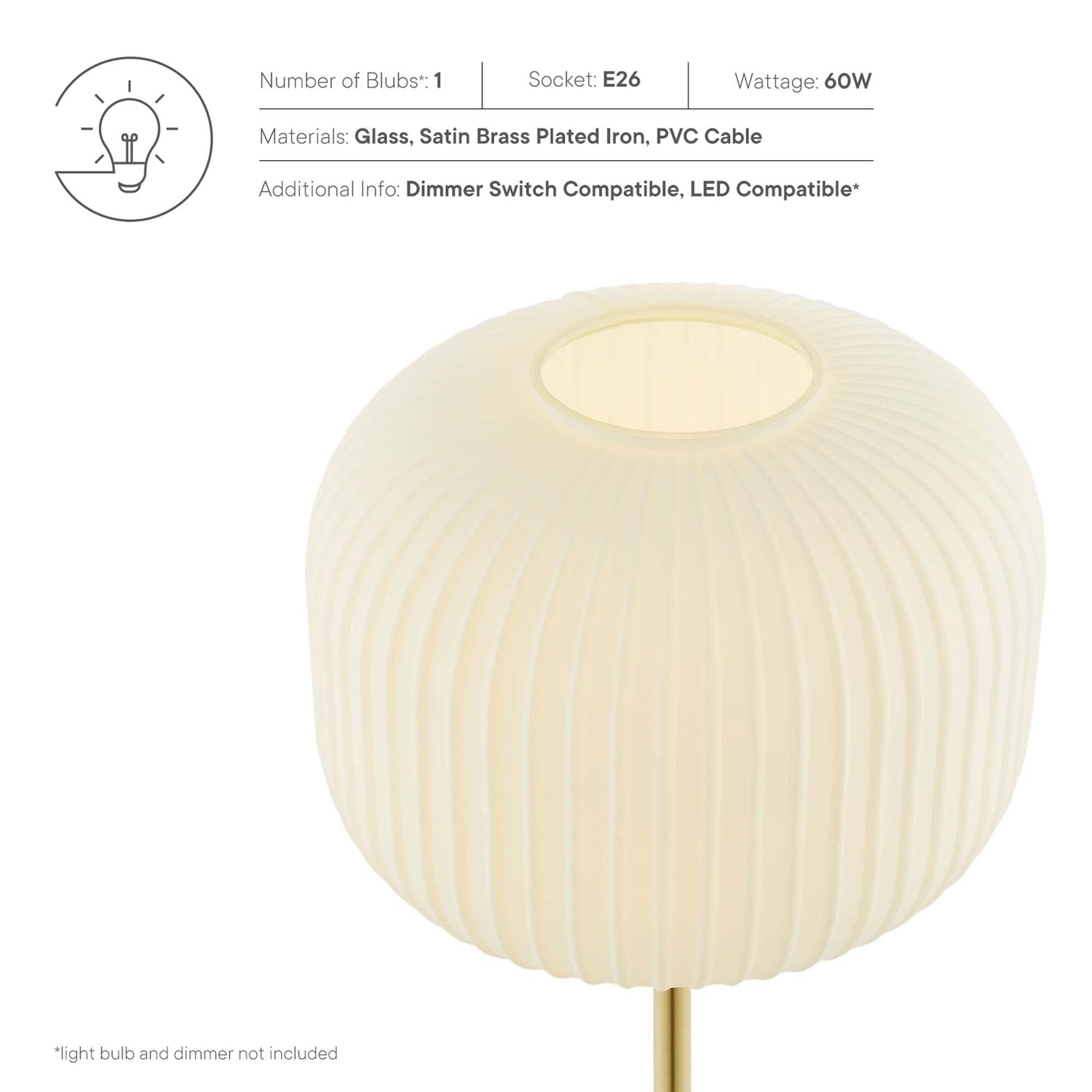 Reprise Glass Sphere Glass and Metal Table Lamp by Modway