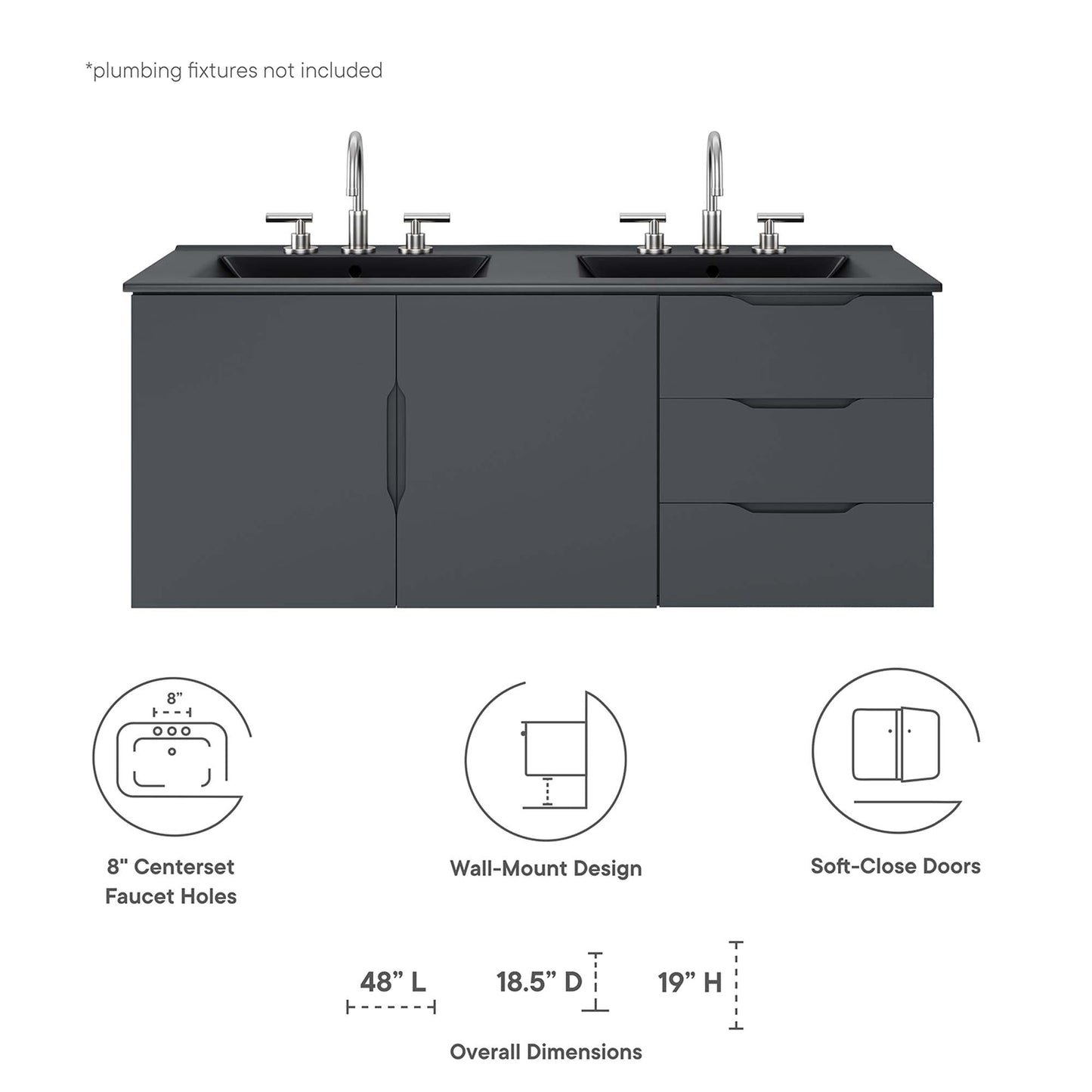 Vitality 48" Double Sink Bathroom Vanity by Modway