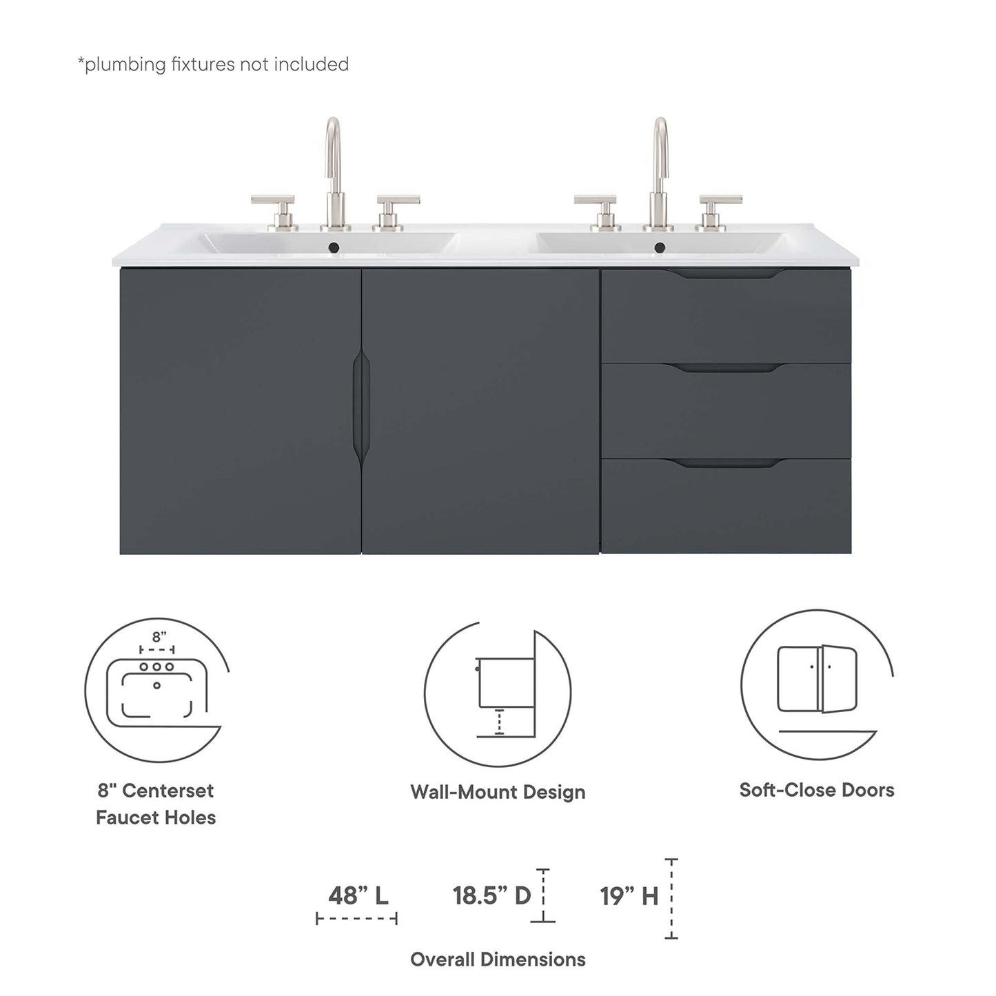 Vitality 48" Double Sink Bathroom Vanity by Modway
