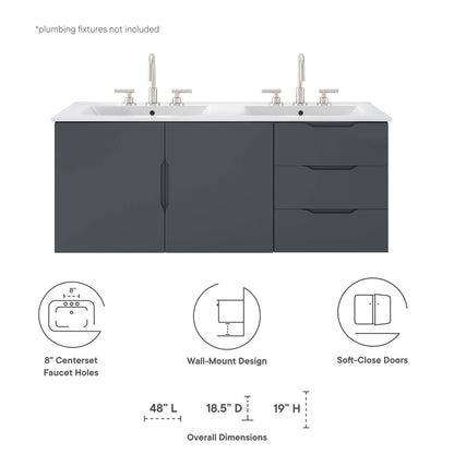 Vitality 48" Double Sink Bathroom Vanity by Modway