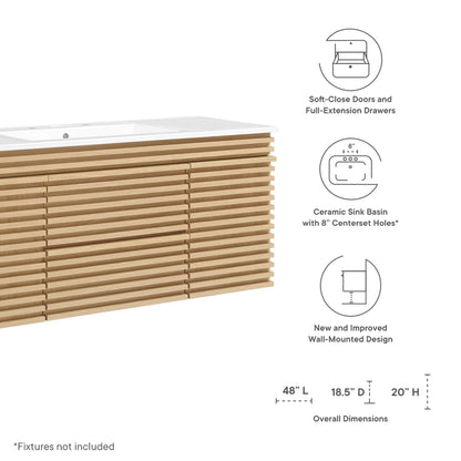 Render 48" Wall-Mount Bathroom Vanity by Modway
