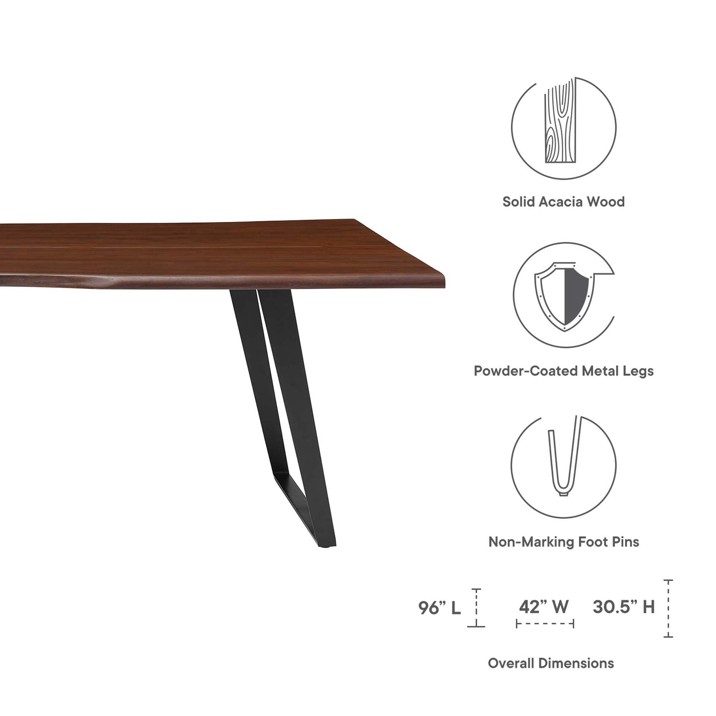 Viggo 96" Live Edge Acacia Wood Dining Table